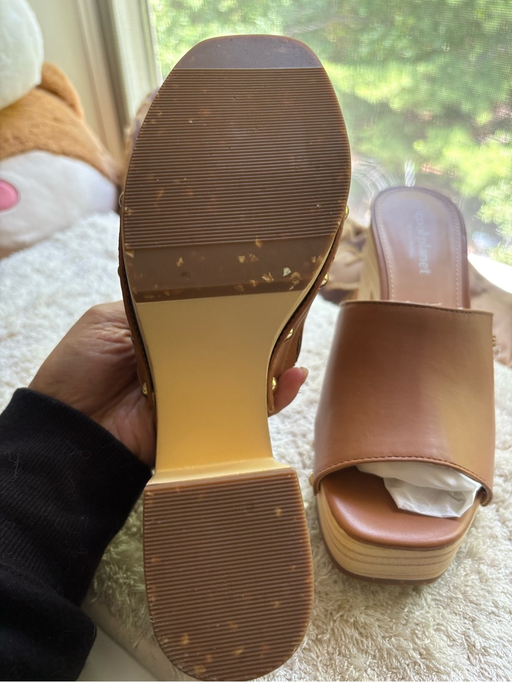 Brown Leather Platform Clog Mules - Picture 3 of 4